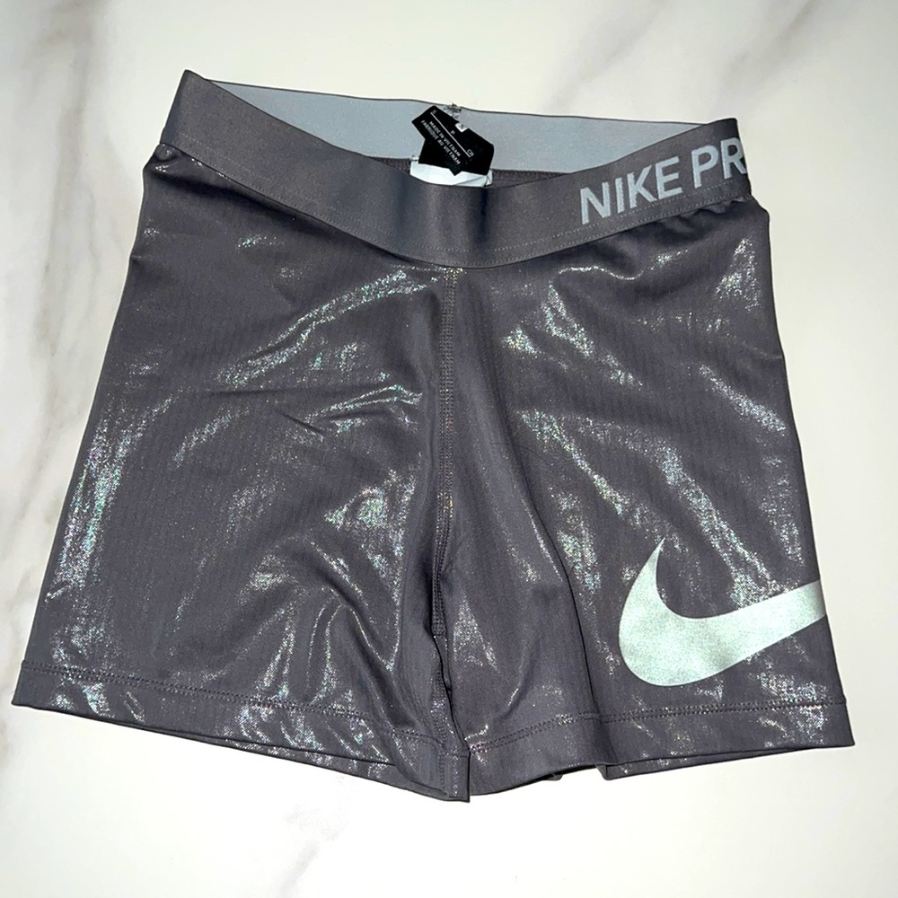 Reflective Gray Nike Pro Shorts